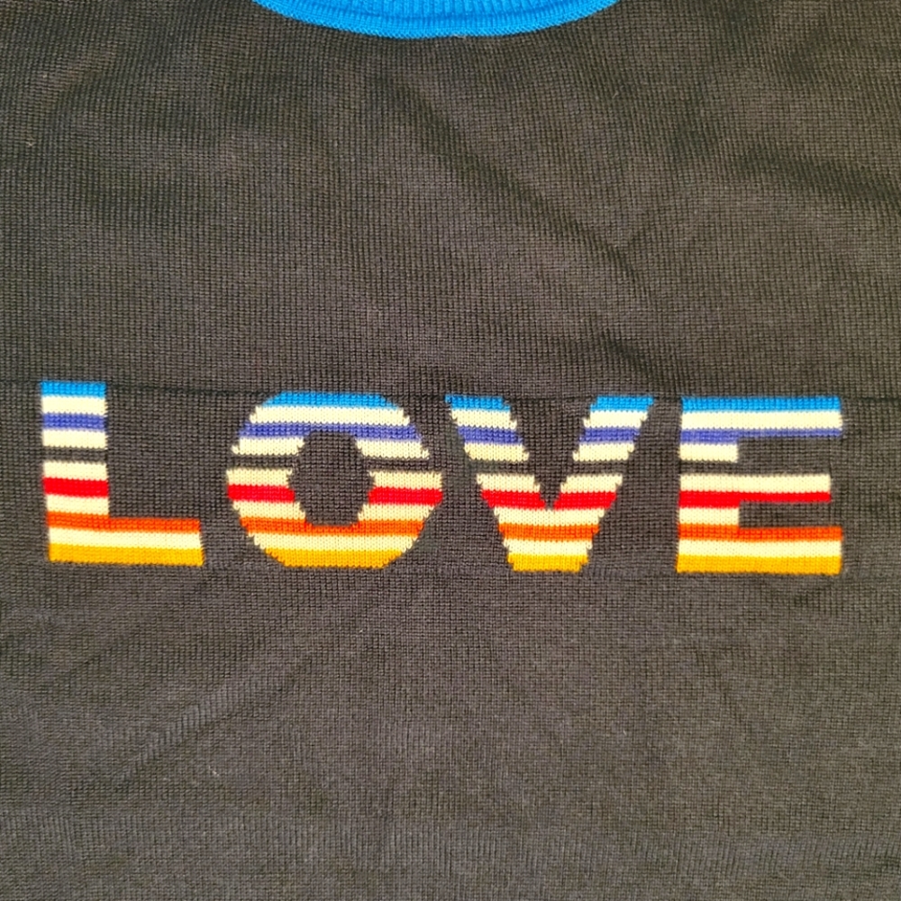 Rainbow LOVE Ringer Sweater - L